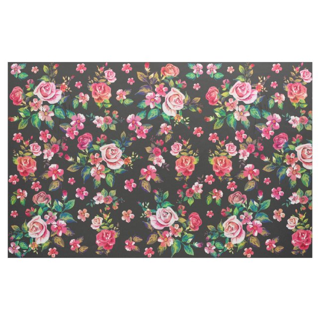 Boho Chic spring roses floral watercolor pattern Fabric (Fat Quarter)