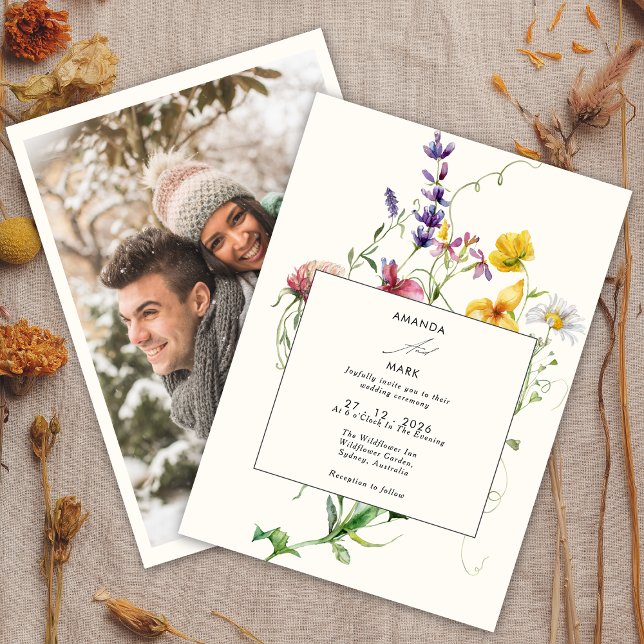 Boho Chic Spring Wildflowers Wedding Invitation (Creator Uploaded)