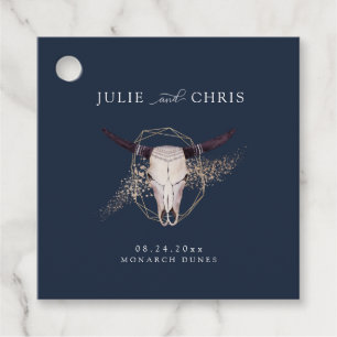 Boho Chic Steer Skull Wedding Favour Tags