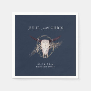 Boho Chic Steer Skull Wedding Napkin