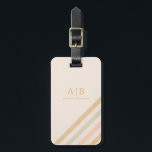 Boho Chic Stripe | Earth Toned Monogram Luggage Tag<br><div class="desc">Warm toned retro inspired stripes with a modern off-centre design. Personalise this boho chic luggage tag with your initials on the front.</div>