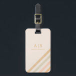 Boho Chic Stripe | Earth Toned Monogram Luggage Tag<br><div class="desc">Warm toned retro inspired stripes with a modern off-centre design. Personalise this boho chic luggage tag with your initials on the front.</div>