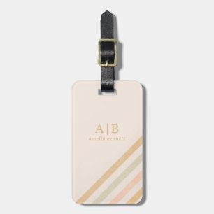 Boho Chic Stripe   Earth Toned Monogram Luggage Tag