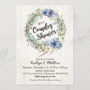 Boho Chic Succulent Eucalyptus Couples Shower Invitation