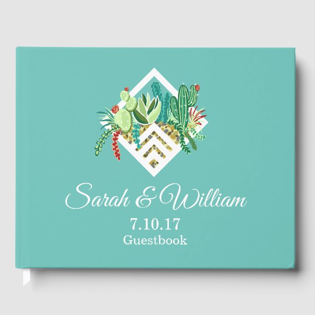 Boho Chic Succulents & Cactus Terrarium Guest Book (Front)