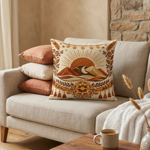 Boho Chic Sun & Mountain Cushion
