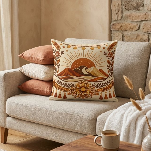 Boho Chic Sun & Mountain Cushion (Creator Uploaded)