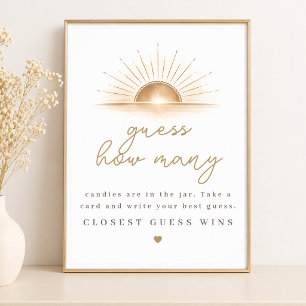 Boho Chic Sun Neutral Baby Shower Guess How Many Poster
