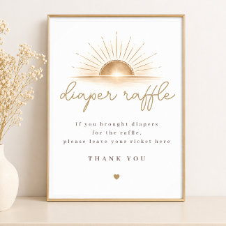 Boho Chic Sunshine Baby Shower Diaper Raffle Sign