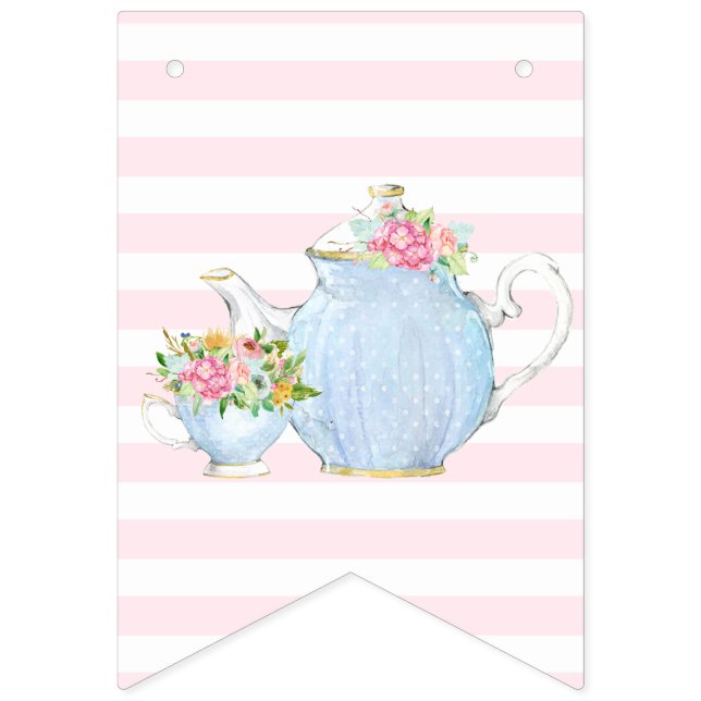 boho chic, tea party, cute, tea pot bunting  (First Flag)