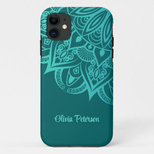 Boho Chic Teal and Turquoise Mandala iPhone 11 Case
