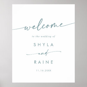 Boho Chic Teal and White DIY Wedding Welcome Sign