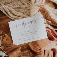 Boho Chic Teal and White Menu Choice RSVP Card