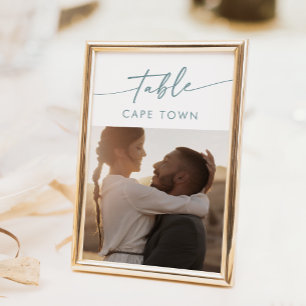 Boho Chic Teal and White Photo Table Numbers