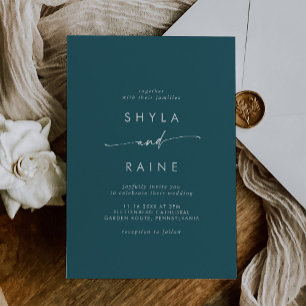 Boho Chic Teal Blue Casual Wedding Invitation