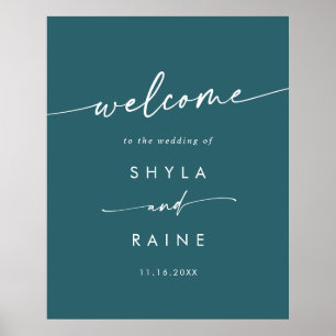 Boho Chic Teal Blue DIY Wedding Welcome Sign