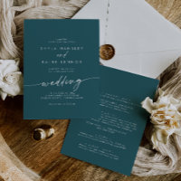 Boho Chic Teal Blue Front and Back Wedding