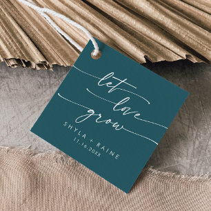 Boho Chic Teal Blue Let Love Grow Wedding Favour Tags