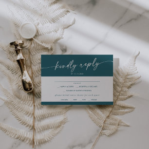 Boho Chic Teal Blue Menu Choice RSVP Card