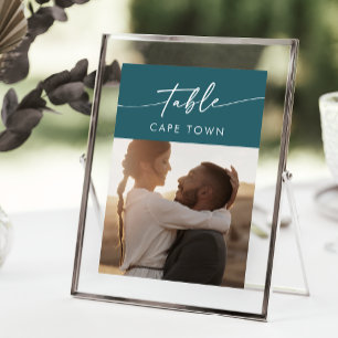 Boho Chic Teal Blue Photo Table Numbers