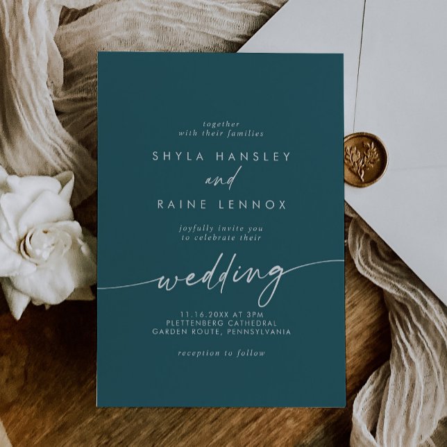 Boho Chic Teal Blue Wedding Invitation (Creator Uploaded)