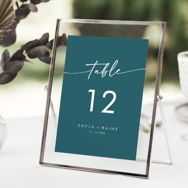 Boho Chic Teal Blue Wedding Table Numbers (Creator Uploaded)