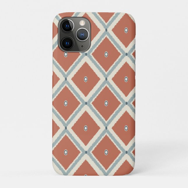 Boho Chic Terracotta and Indigo Geometric Ikat Pat Case-Mate iPhone Case (Back)
