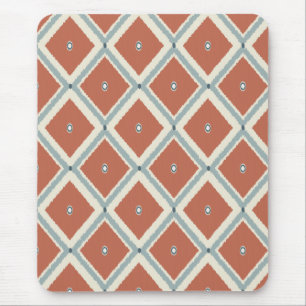 Boho Chic Terracotta and Indigo Geometric Ikat Pat Mouse Mat