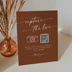 Boho Chic Terracotta Capture the Love Wedding Pedestal Sign