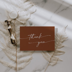 Boho Chic Terracotta Flat Wedding Thank You Card