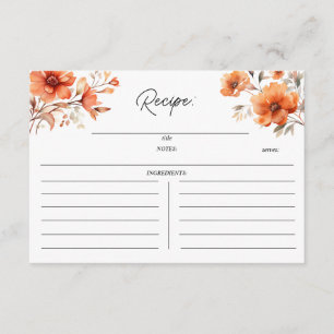 Boho Chic Terracotta Floral Bridal Shower Recipe Enclosure Card