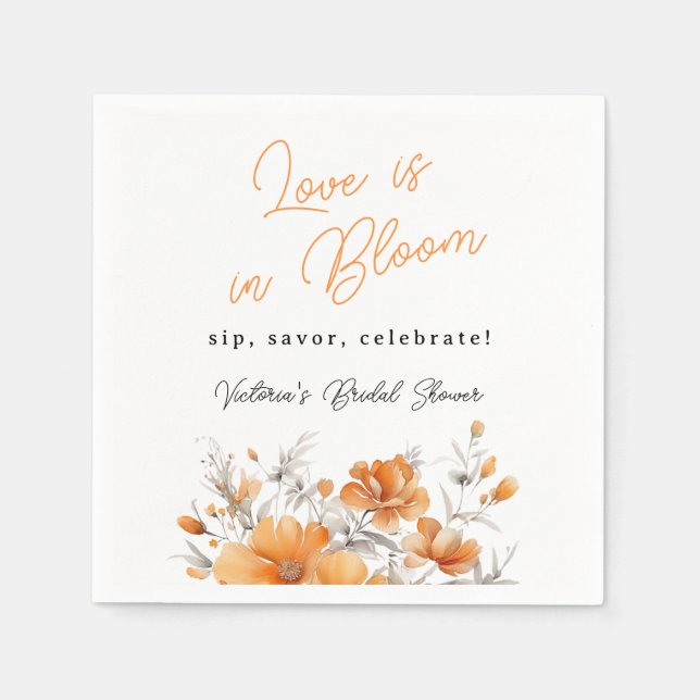 Boho Chic Terracotta Floral Bridal Shower Welcome Napkin (Front)