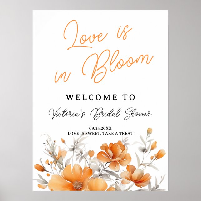 Boho Chic Terracotta Floral Bridal Shower Welcome Poster (Front)