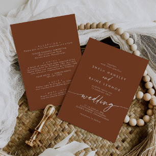 Boho Chic Terracotta Front and Back Wedding Invitation