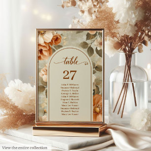 Boho Chic Terracotta Ivory Sage Floral Wedding Table Number