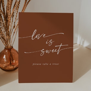 Boho Chic Terracotta Love Is Sweet Wedding Pedestal Sign