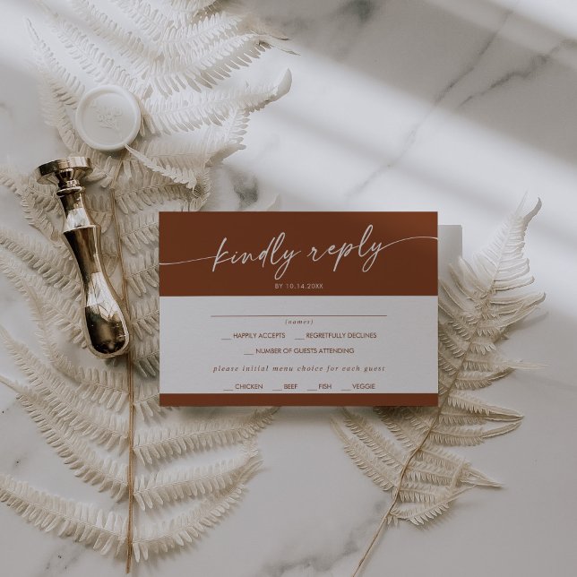 Boho Chic Terracotta Menu Choice RSVP Card (Creator Uploaded)