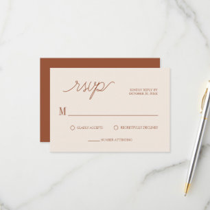 Boho Chic Terracotta Minimal Wedding RSVP Card