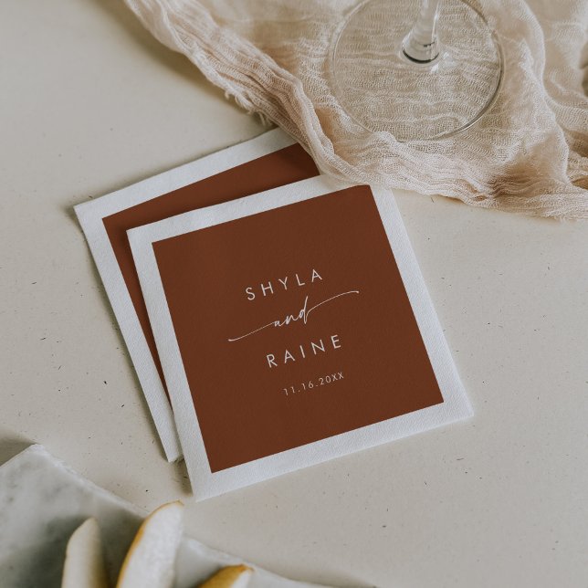 Boho Chic Terracotta Monogram Wedding Napkins (Creator Uploaded)