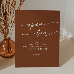 Boho Chic Terracotta Open Bar Wedding Pedestal Sign