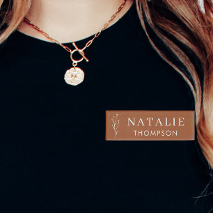 Boho Chic Terracotta Personalised Employee Event Name Tag