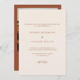Boho Chic Terracotta Photo Wedding Invitation