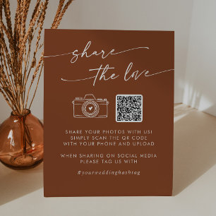 Boho Chic Terracotta Share the Love QR Code Pedestal Sign