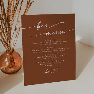 Boho Chic Terracotta Wedding Bar Pedestal Sign