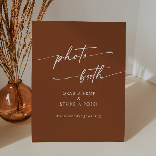 Boho Chic Terracotta Wedding Photo Booth Pedestal Sign