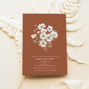 Boho Chic Terracotta Wildflower Bridal Shower Invitation