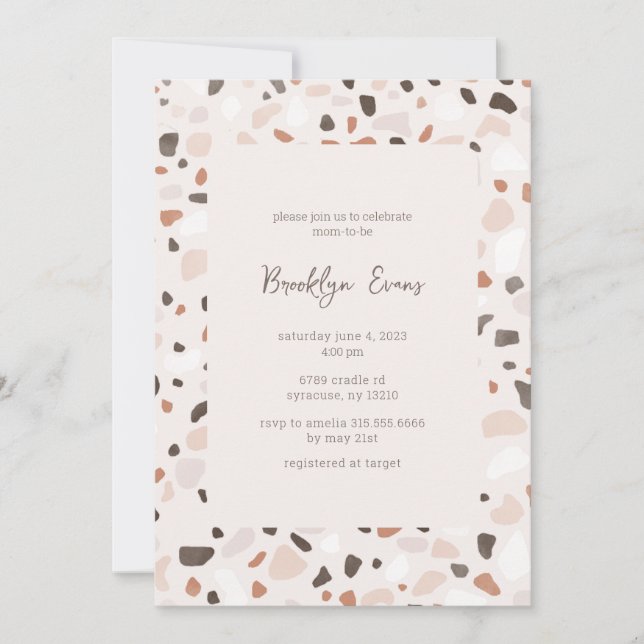 Boho Chic Terrazzo Baby Shower Invitation  (Front)