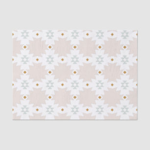 Boho Chic Tribal Aztec Tan and Green Pattern Tissue Paper