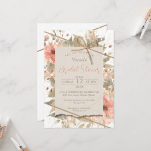 Boho Chic Twine Bow Tie Bridal Shower Invitation