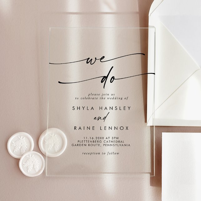 Boho Chic Unique Clear Acrylic We Do Wedding Acrylic Invitations (Boho Chic Unique Clear Acrylic We Do Wedding Acrylic Invitations)